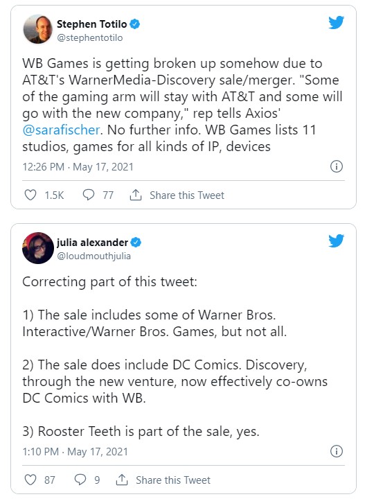 DC Comics WB Games sold ATT Discovery