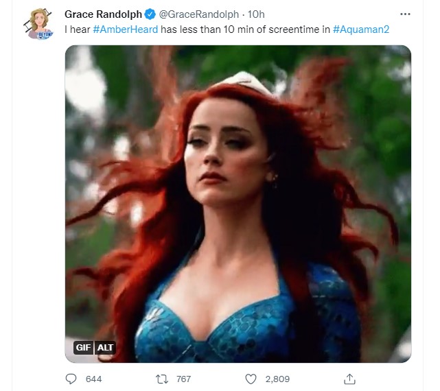 Amber Heard Has Less Than 10 Minutes Of Aquaman 2 Screentime  tweet