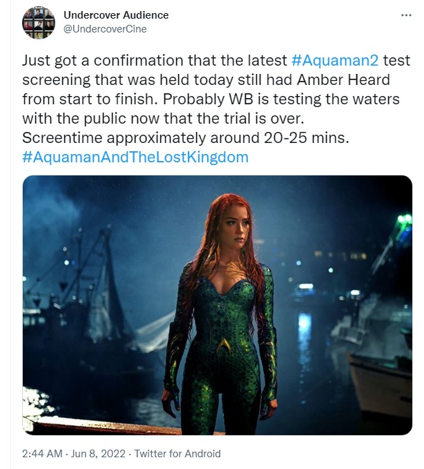 Amber Heard Aquaman 2 test screening