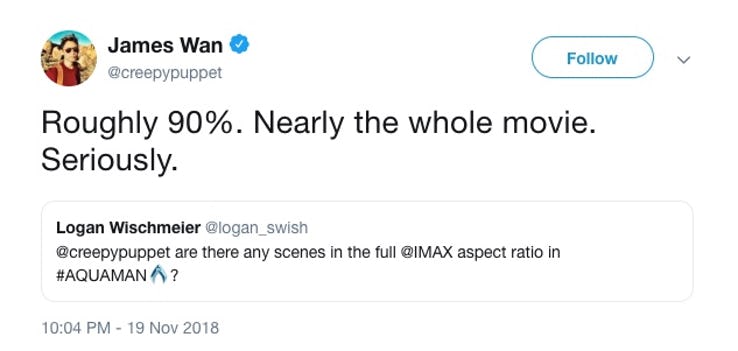 aquaman imax james wan Aquaman IMAX Comparison and Clips