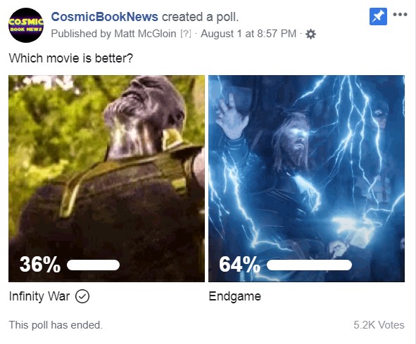 Avengers: Endgame Infinity War poll