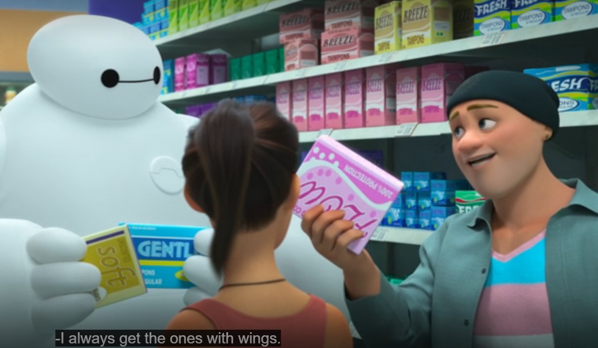 Disney Plus Baymax transgender period scene