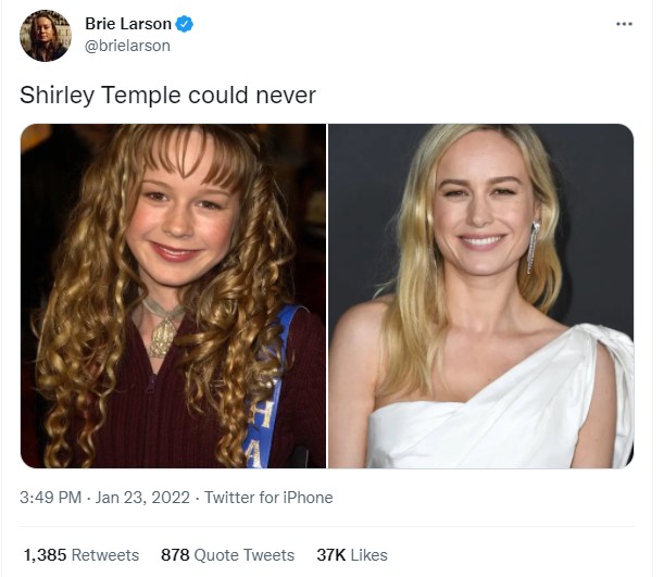 Brie Larson Shirley Temple tweet