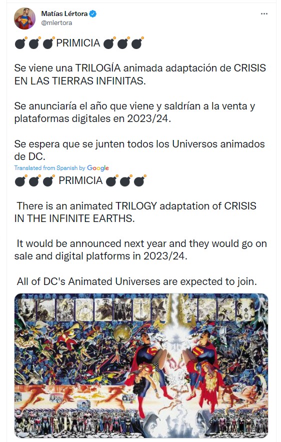 Crisis On Infinite Earths Animated Movie Rumor