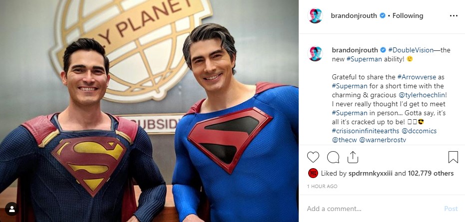 Crisis On Infinite Earths Brandon Routh Superman and Tyler Hoechlin Man of Steel
