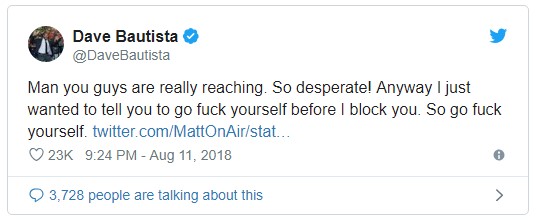 Dave Bautista tweet