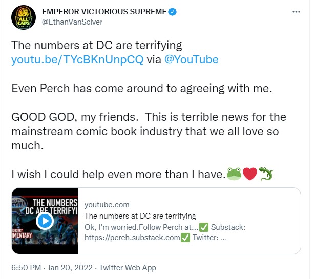 DC Comics sales terrifying Ethan Van Sciver twitter