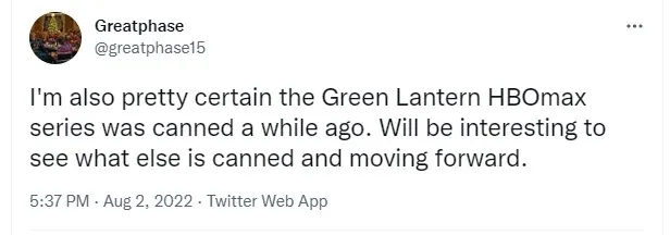 Green Lantern HBO Max canceled