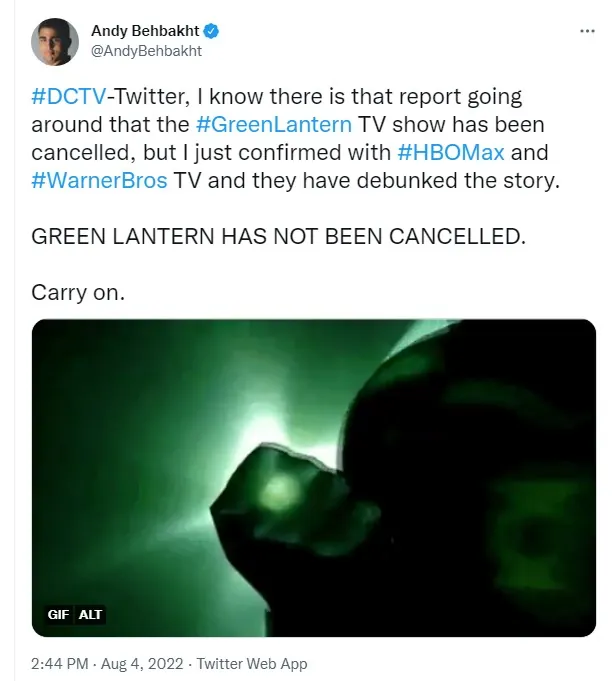 Green Lantern HBO Max not canceled