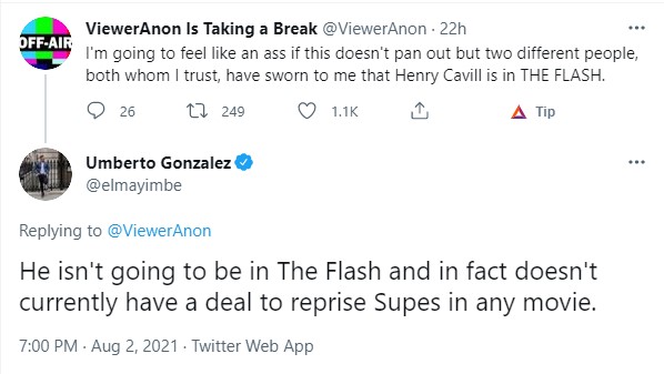 Henry Cavill Superman The Flash tweets