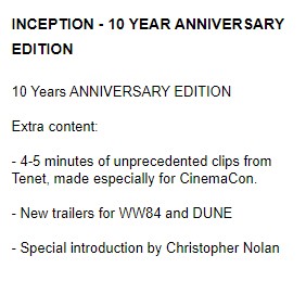 Wonder Woman 1984 Dune trailers Inception