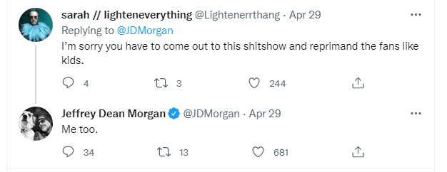 Jeffrey Dean Morgan The Walking Dead Norman Reedus tweet