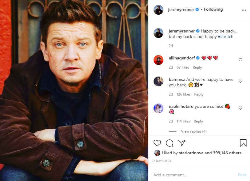 Jeremy Renner Hawkeye Instagram