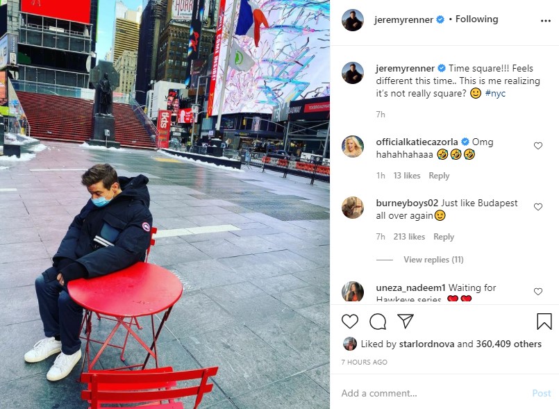 Jeremy Renner Hawkeye Instagram