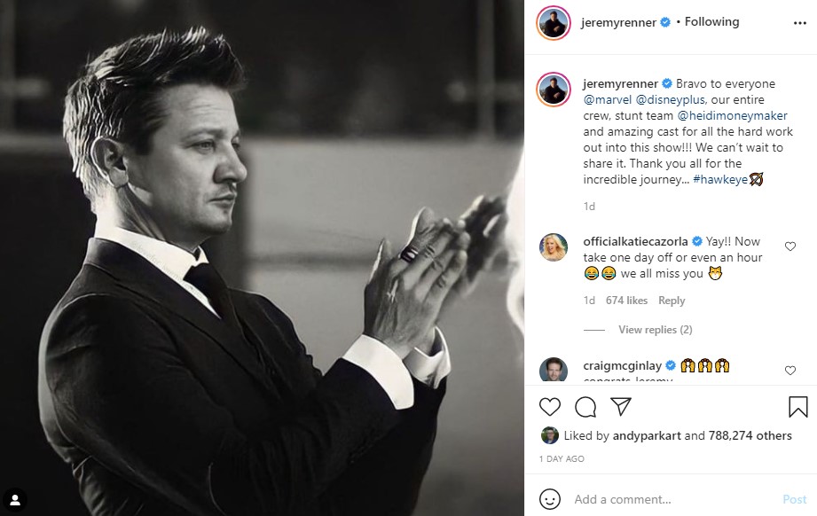 Jeremy Renner Wraps Hawkeye