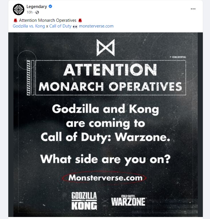 Godzilla vs Kong Warzone calling cards