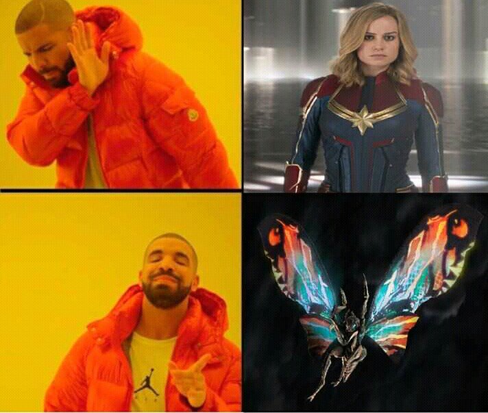 Godzilla Mothra Has More Personality Than Captain Marvel meme