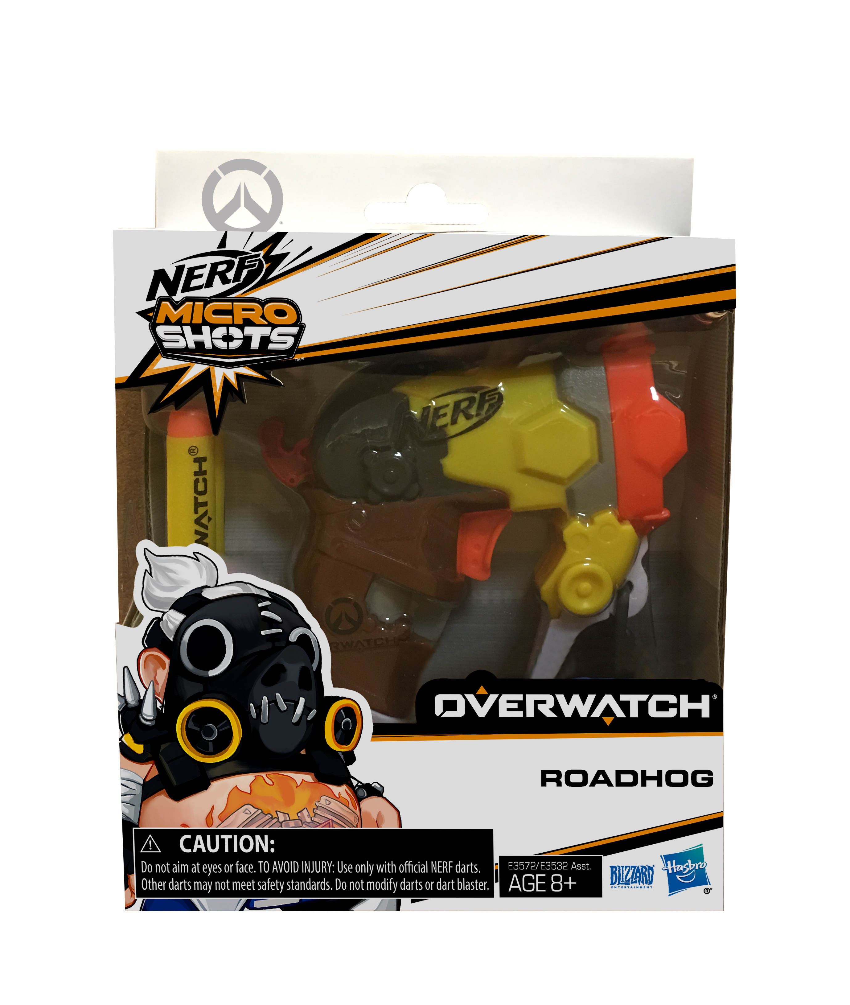 NERF Micro Shots Overwatch ROADHOG ~ Blaster & 2 Darts ~ New In Box 