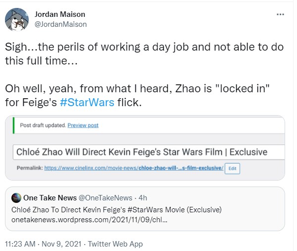 Star Wars Chloe Zhao Kevin Feige