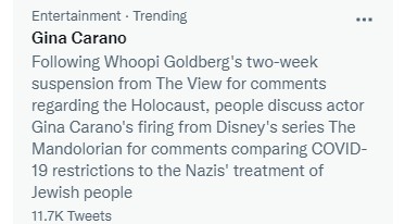 Twitter trending Gina Carano and Whoopie Goldberg