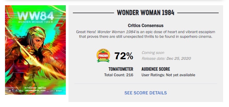 Wonder Woman Is Certified Fresh