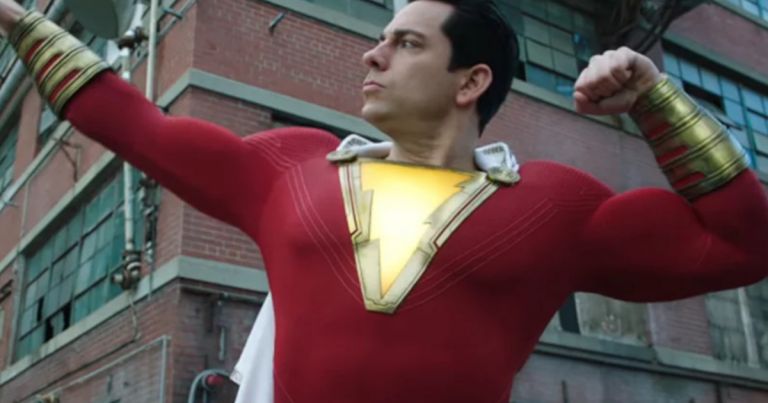 Zachary Levi Shazam padded muscle suit