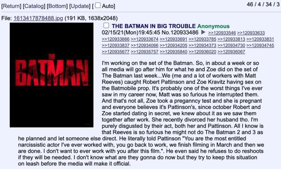 Robert Pattinson Zoe Saldana 4chan The Batman