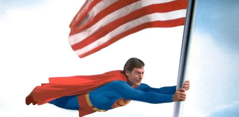 Christopher Reeve Superman with American Flag