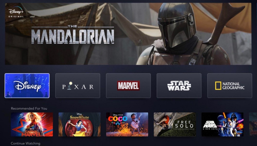 Disney Plus interface Star Wars
