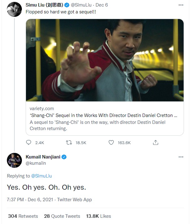 Simu Liu trolls Marvel fans Shang-Chi