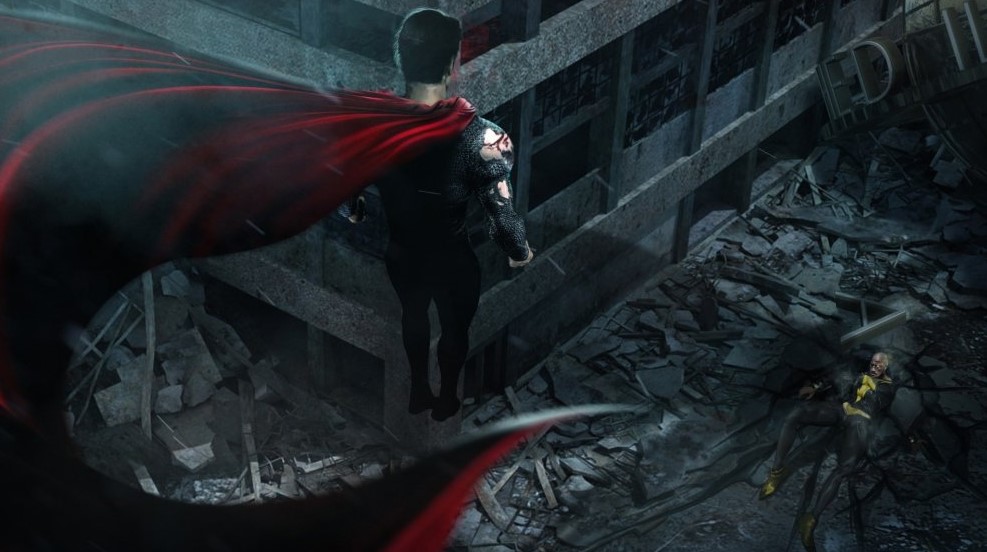 Superman Henry Cavill vs Dwayne Johnson Black Adam art