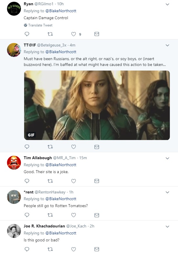 Now Rotten Tomatoes Deletes Captain Marvel User Reviews