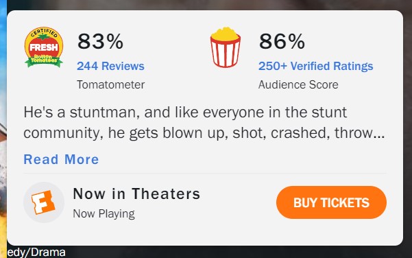 the fall guy rotten tomatoes