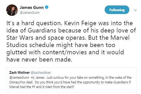 James Gunn Guardians of the Galaxy X-Men