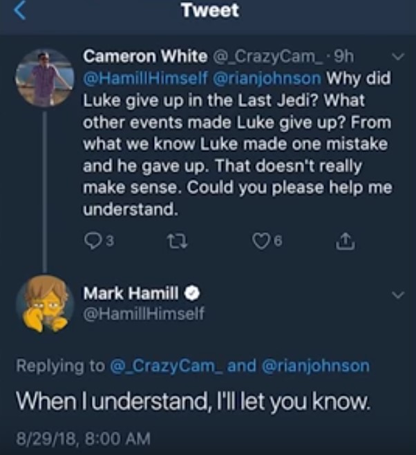 Mark Hamill Luke deleted tweet