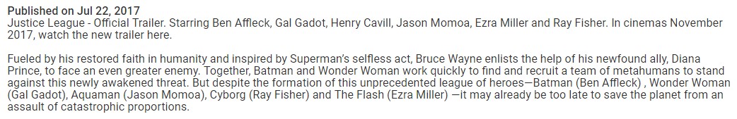 no director listed justice league
