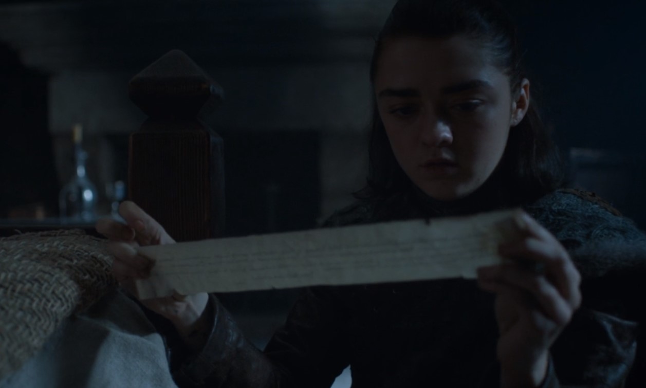 sansa arya letter