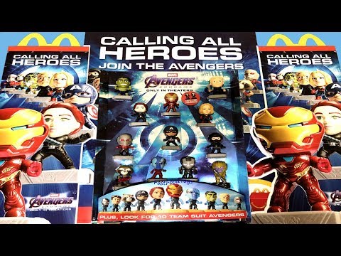 2019 McDONALD'S DISNEY MARVEL AVENGERS ENDGAME MOVIE HAPPY MEAL TOYS FULL SET 24 SUPERHERO DISPLAY