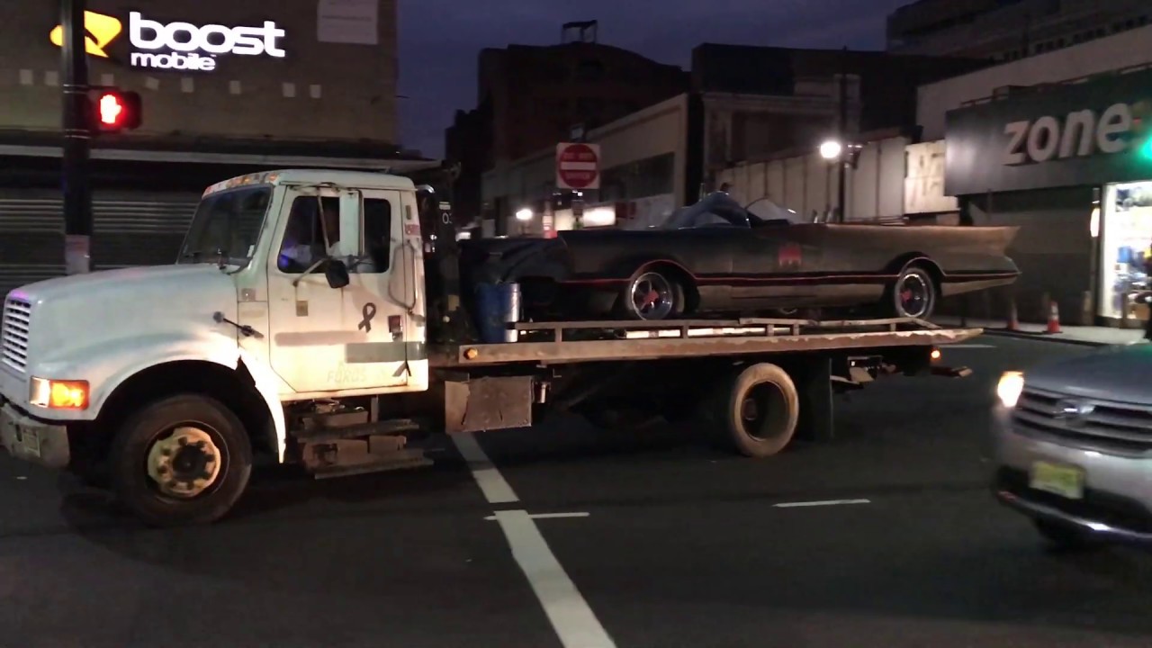 QUICK GLIMPSE OF CURRENT BATMOBILE BEING USED IN FILMING OF NEW JOKER MOVIE IN NEWARK, NJ.