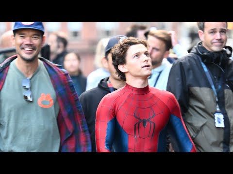 Tom Holland arrives on Spider-Man Set in Glasgow | Tom Holland Spider-Man SUIT 