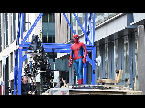 Tom Holland Filming Car Chase Scene for Spider-Man Brand New Day | Tom Holland on a Tank