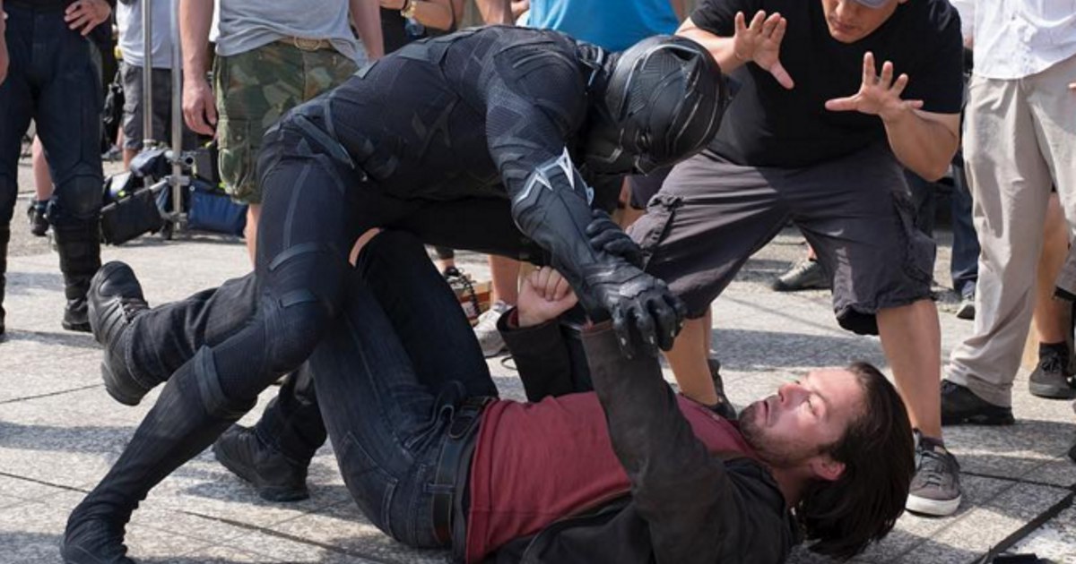 Russo Brothers Reveal Captain America: Civil War Black Panther Vs. Winter Soldier BTS Image