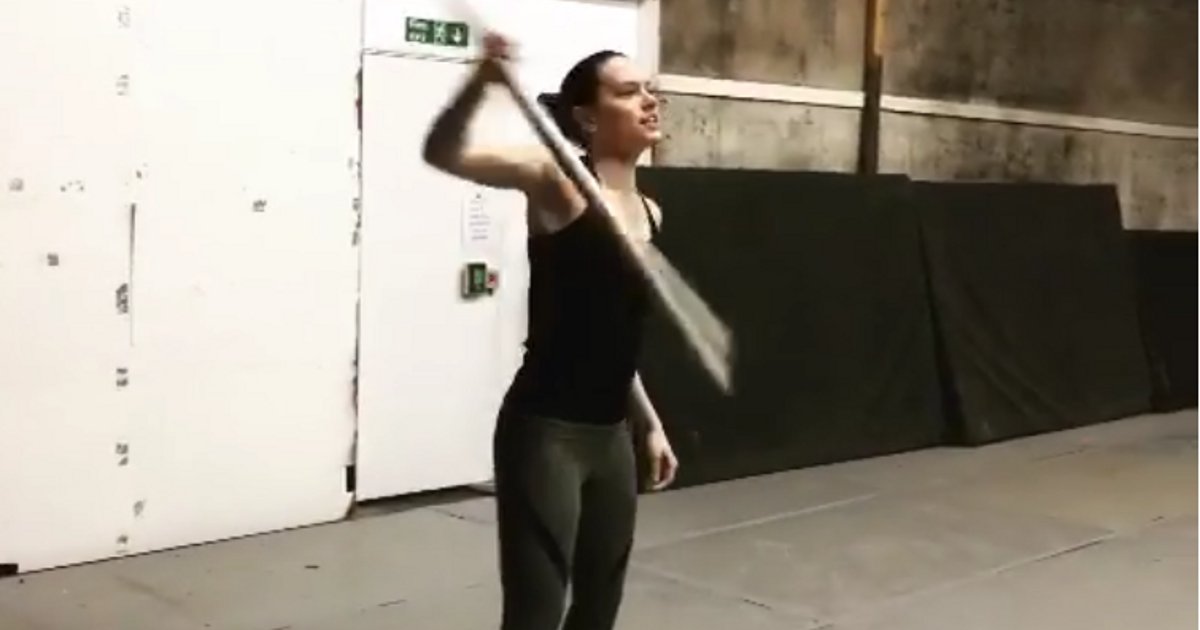 Daisy Ridley Shows Off Star Wars Lightsaber Skills
