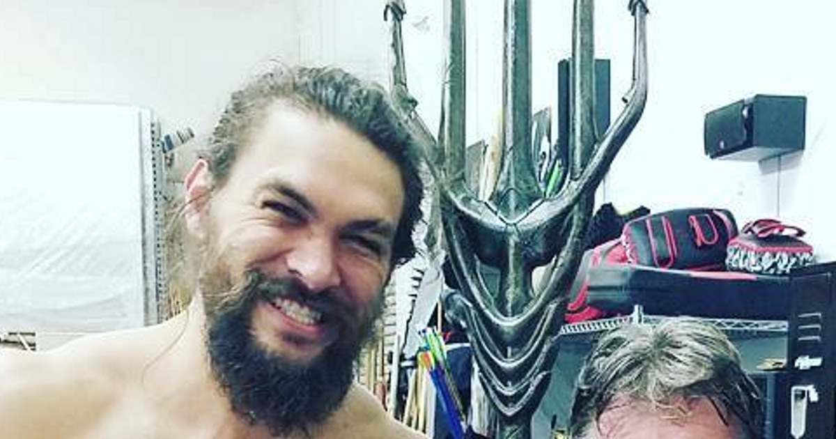 Jason Momoa With Aquaman Trident Image & More Sword Fights Video