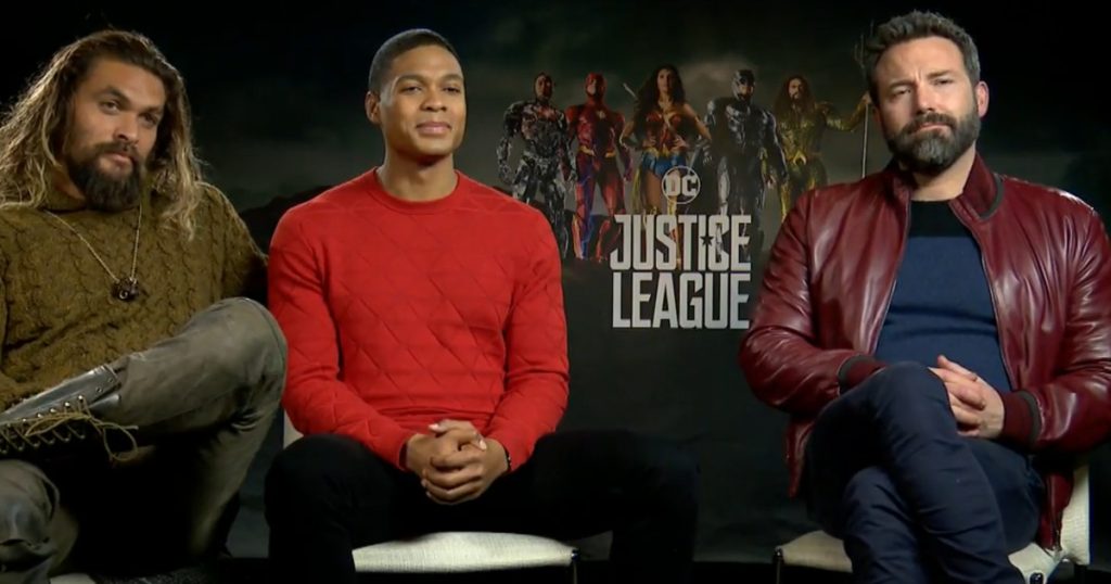 Justice League Jason Momoa, Ray Fisher and Ben Affleck WB Interview