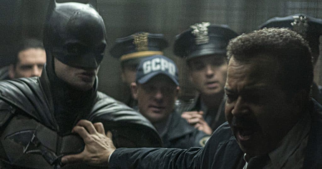 Robert Pattinson as Batman and Jeffrey Wright as Lt. James Gordon