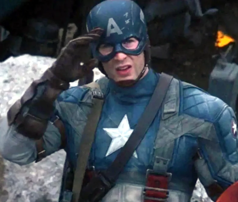 Chris Evans as Captain America salute
