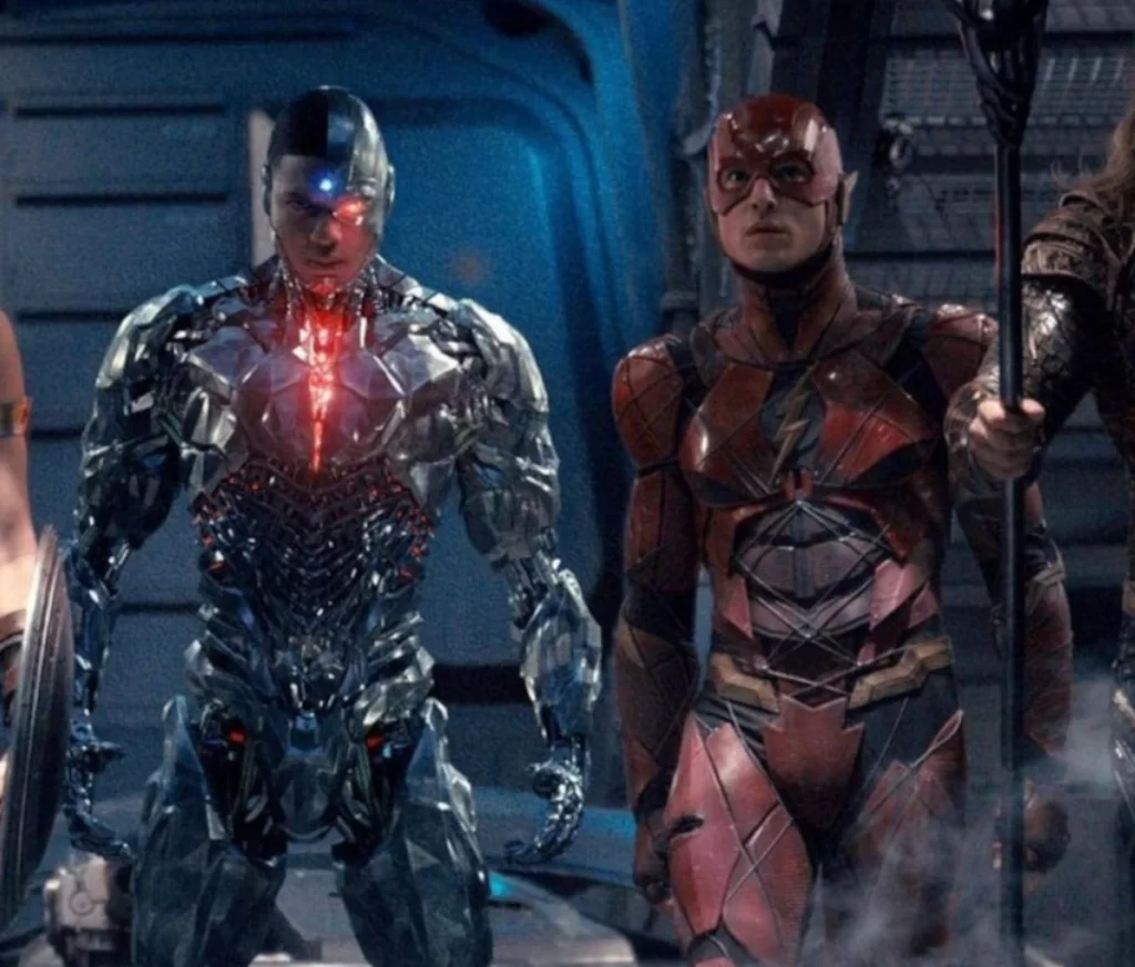 Ray Fisher as Cyborg and Ezra Miller as The Flash