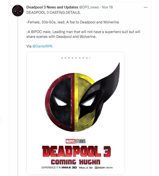 Deadpool Wolverine female villain rumors Twitter