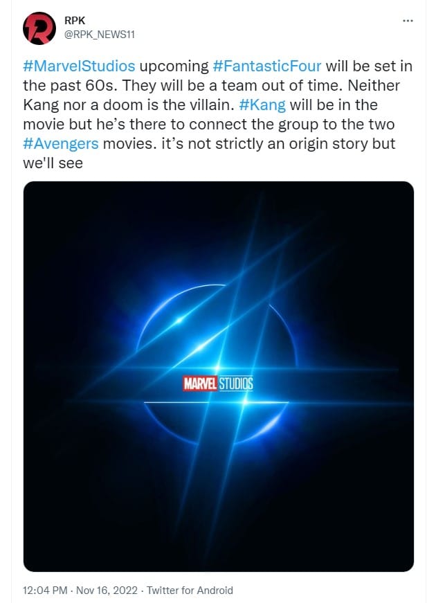 Fantastic Four rumor 60s Twitter